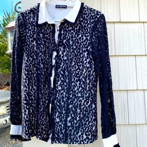 Karl Lagerfeld Black lace and white blouse… size Medum